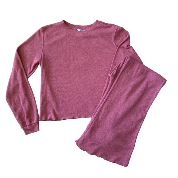 BB Dakota Other - BB DAKOTA Mauve Ribbed 2 Piece Pajama Lounge Set Women's MEDIUM Casual Sleepwear